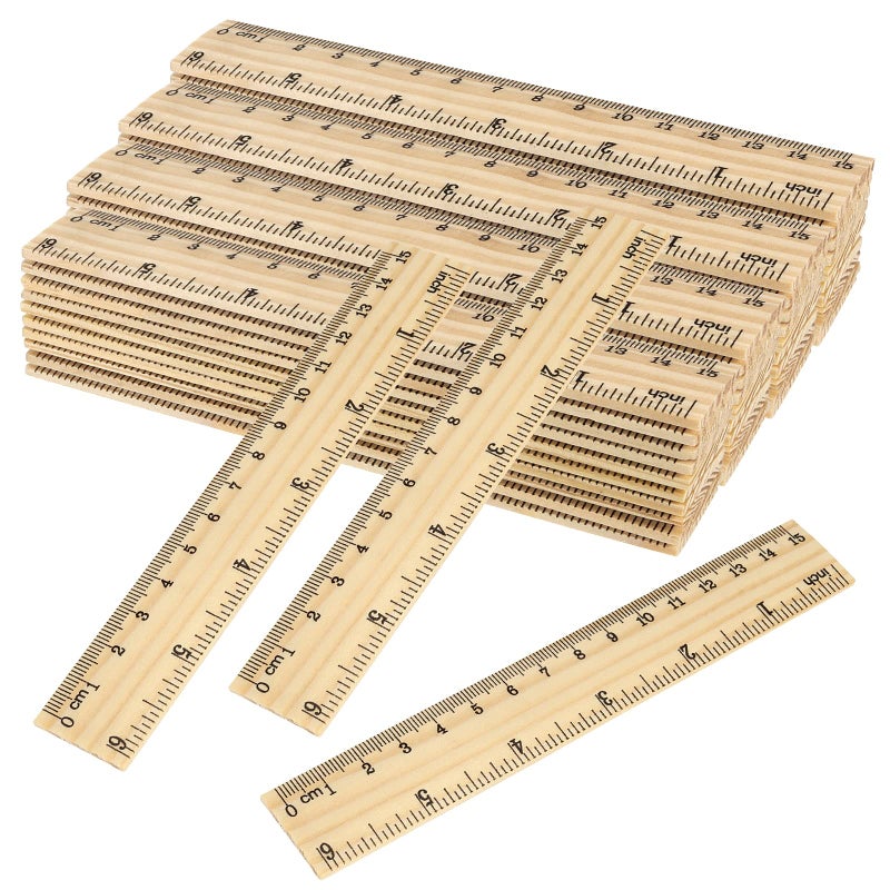 SINJEUN 216 Pack 6 Inch Wood Ruler 2 Scales 15 cm Wooden Straight Rulers DoubleSided Scale Ruler Measuring Tool for Students School Home Office Architects Engineers