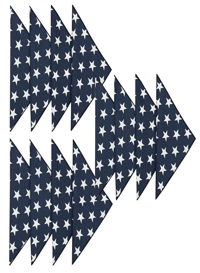 Decorative Things Blue and White Cloth Napkins Dinner, July 4 Decor Patriotic, Mix with Red White and Blue Stars and Stripes, 100% Cotton Linen Napkins 18" x 18" Pk 12 - Image 1