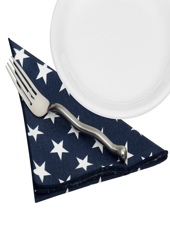 Decorative Things Blue and White Cloth Napkins Dinner, July 4 Decor Patriotic, Mix with Red White and Blue Stars and Stripes, 100% Cotton Linen Napkins 18" x 18" Pk 12 - Image 3