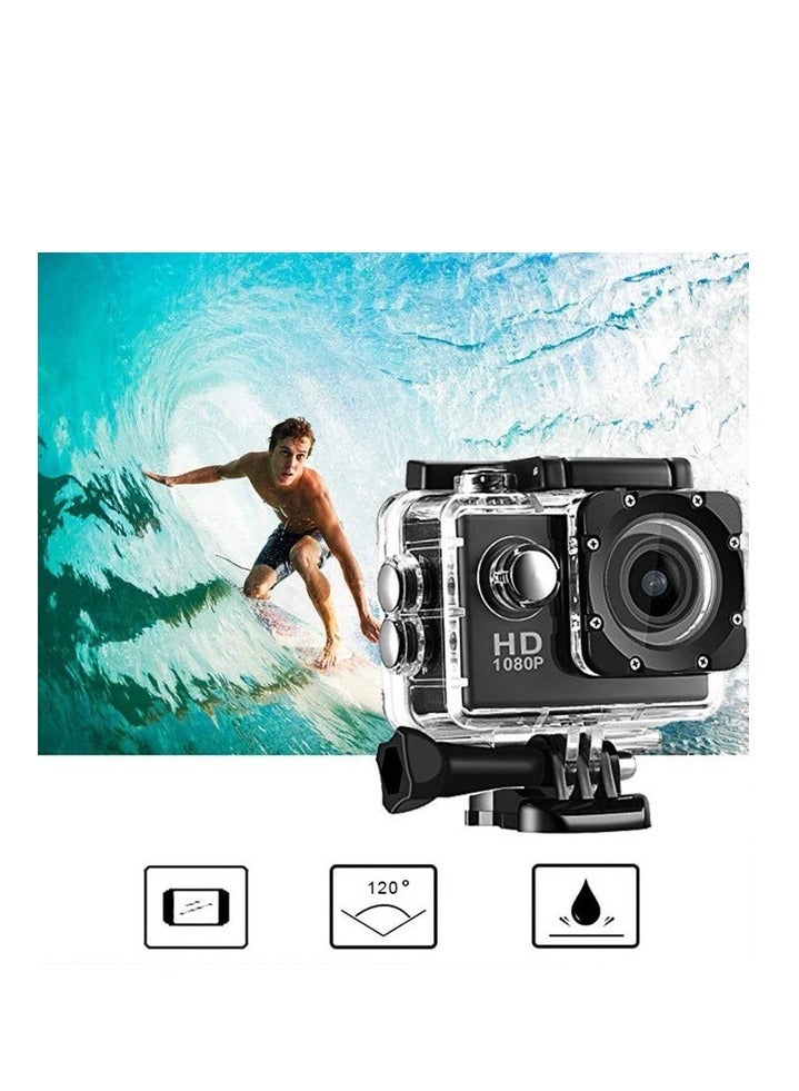 جارسينت كاميرا اكشن 4K، HD 1080P واي فاي، حركة رياضية دي في مقاومة للماء حتى عمق 30 متر تحت الماء، كاميرا عدسة بزاوية واسعة 140 درجة مع مجموعات ملحقات تركيب للانشطة الخارجية. - Image 1