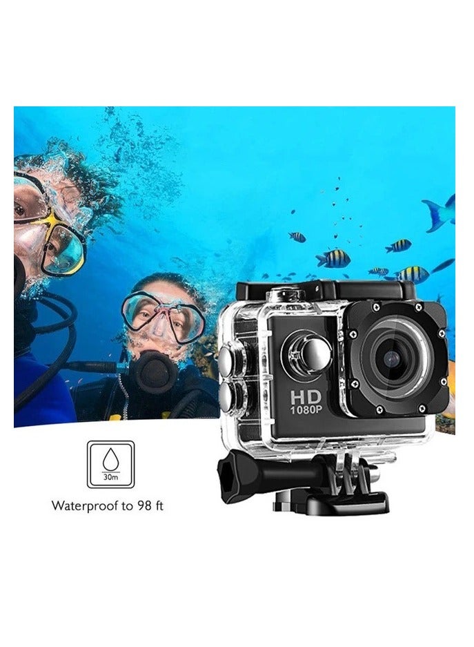 جارسينت كاميرا اكشن 4K، HD 1080P واي فاي، حركة رياضية دي في مقاومة للماء حتى عمق 30 متر تحت الماء، كاميرا عدسة بزاوية واسعة 140 درجة مع مجموعات ملحقات تركيب للانشطة الخارجية. - Image 2