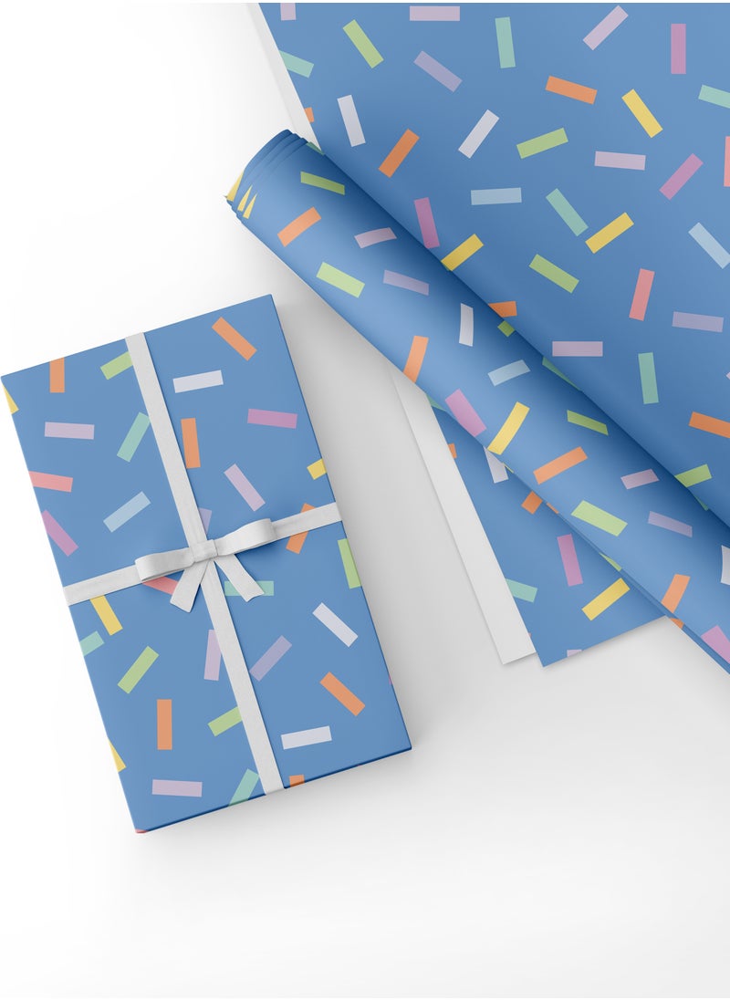 Share the Love Confetti, Blue, Gift Wrapping Paper Pack  - Image 1