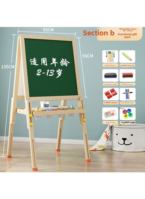 Blackboard Wall Stickers Small Blackboard Primary School Students' Drawing Board Children's Home Braced Writing Board Drawing Board Toy Scratch-Color:Model B Double-sided Magnetic Liftable + Scroll [function Package]