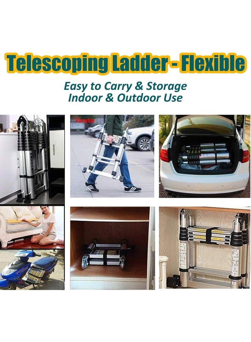 A-Frame Telescopic Aluminum Ladder – 5m (2.5m+2.5m) Folding Multipurpose Extendable Ladder with Stabilizer - Image 2