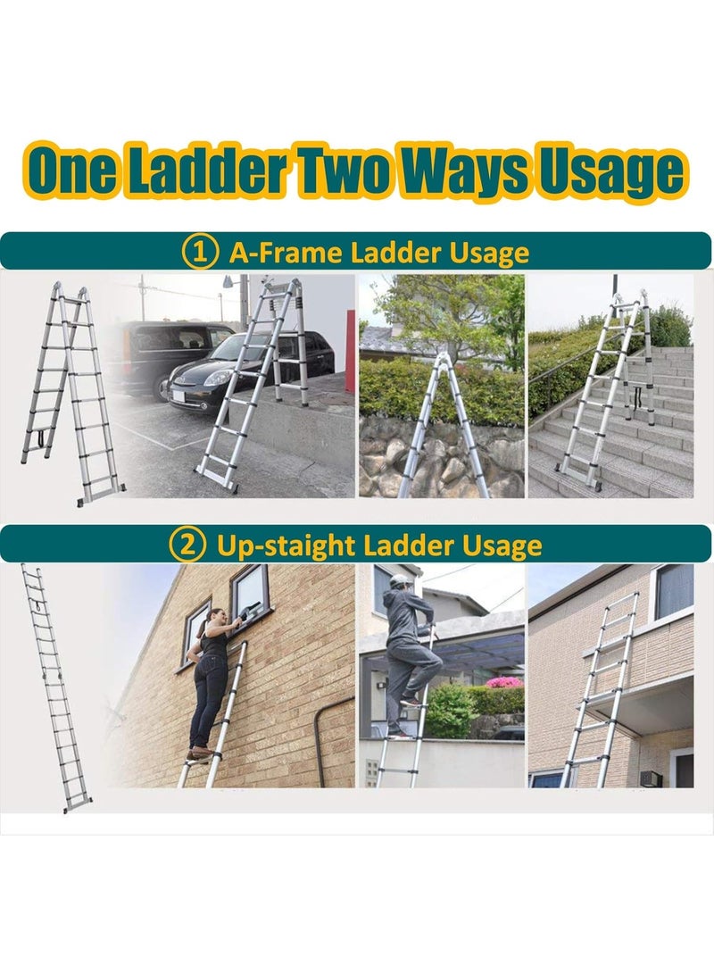 A-Frame Telescopic Aluminum Ladder – 5m (2.5m+2.5m) Folding Multipurpose Extendable Ladder with Stabilizer - Image 5