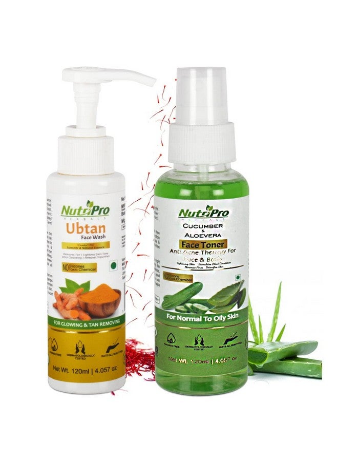 NutriPro Ubtan Face Wash With Cucumber & Aloevera Toner 240ML| Enriched With Turmeric & Natural Essence Cucumber & Aloevera | For Glowing & Tan Removing - Image 1