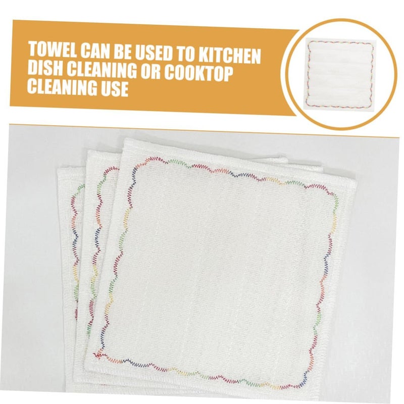 Cotton Gauze Kitchen Dish Towels 3 Pack Oil Absorbing White Cleaning Cloths - Image 4