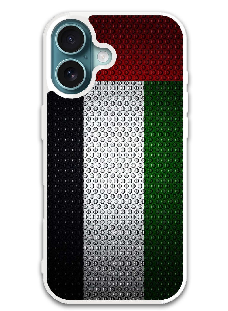 Theodor Protective Case Cover For APPLE IPHONE 16 UAE Flag (White Bumper) - Image 1