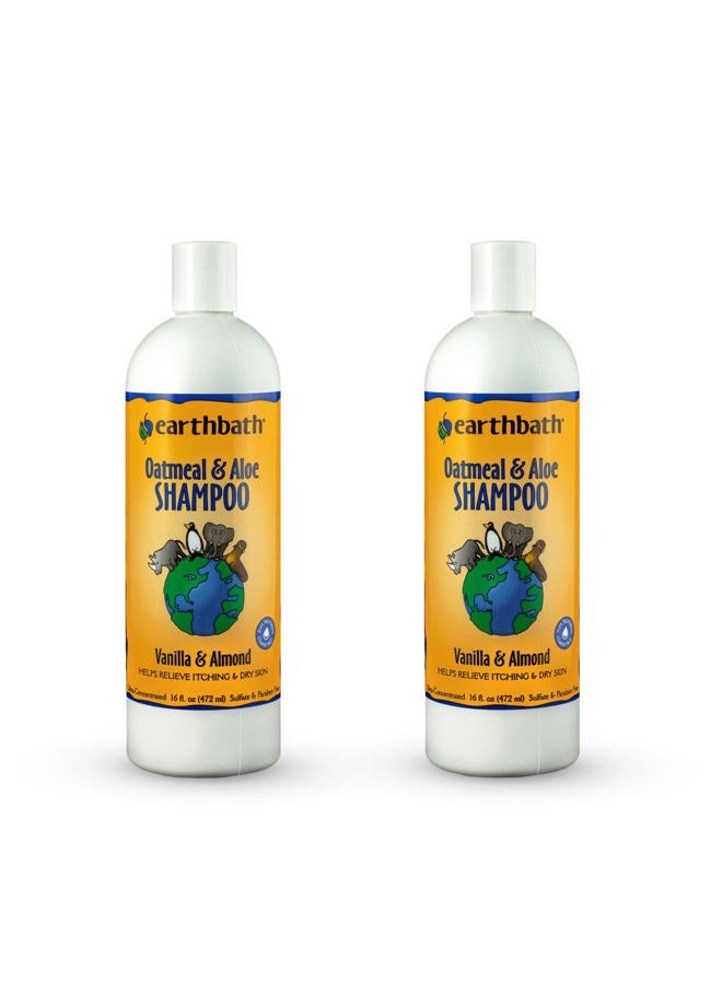 earthbath , Oatmeal & Aloe Dog Shampoo - Oatmeal Shampoo for Dogs, Itchy, Dry Skin Relief, Dog Wash, Made in USA, Cruelty Free Pet Shampoos - Vanilla & Almond, 16 Oz (2 Pack) - Image 1