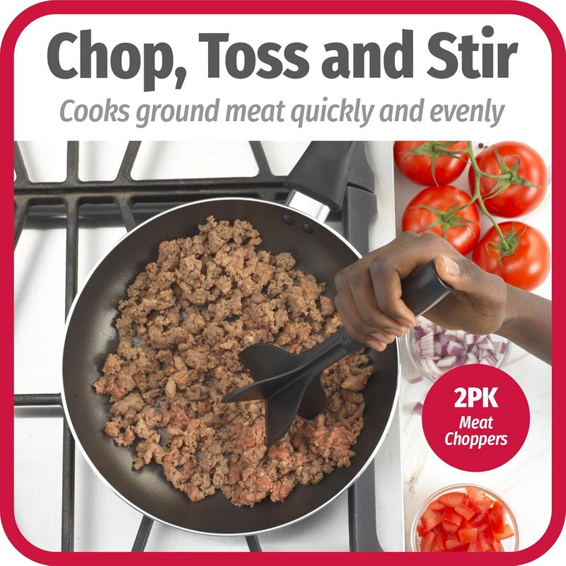 GoodCook Heat-Resistant Nylon Ground Meat Choppers with 5-Blade Heads, Ground Beef and Turkey Mixers and Choppers, Set of 2, Black - Image 2