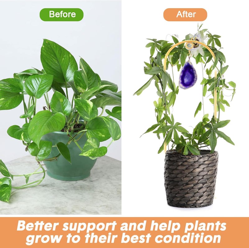 Zopeal Zopeal 4 Pack Small Metal Plant Trellis Indoor 17 Inch Mini Gold Garden Trellis Potted Plant Support Stake Houseplant Trellis with Agate for Indoor Outdoor Climbing Plants Vine Flower Pot Plant Decor  - Image 5