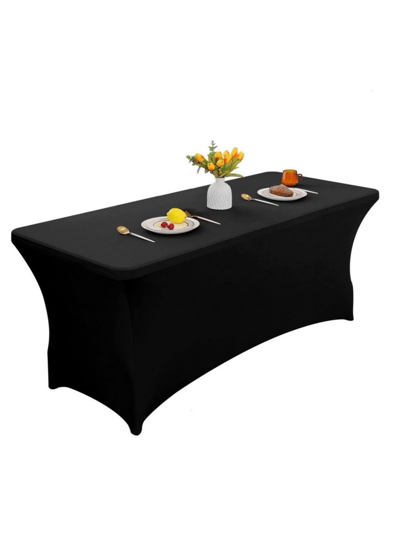 Party Social Premium Rectangular Polyester Blend Tablecloth for Catering Events Dinner Parties Weddings Buffet Table or Home Dining Washable Table Cloth (Black) - Image 1