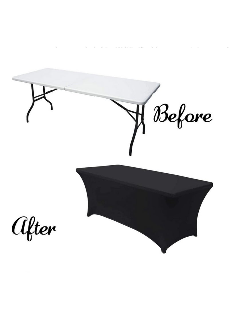 Party Social Premium Rectangular Polyester Blend Tablecloth for Catering Events Dinner Parties Weddings Buffet Table or Home Dining Washable Table Cloth (Black) - Image 2