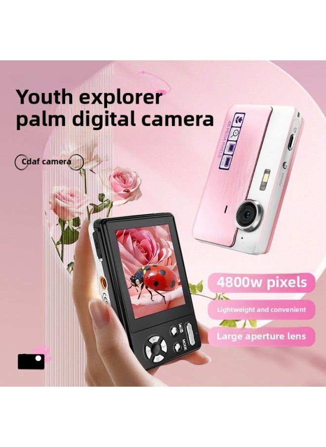 Generic Handheld Digital Camera Convenient Carrying Smiley Face Recognition HD Camera Auto Focus Dual Digital Camera-Body Color:8g Memory Card  - Image 1