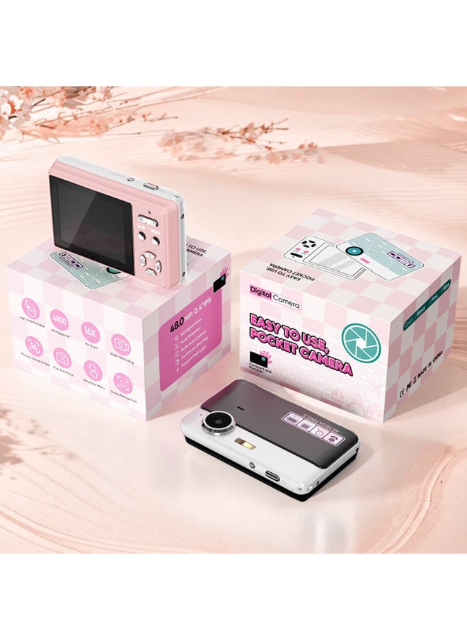 Generic Handheld Digital Camera Convenient Carrying Smiley Face Recognition HD Camera Auto Focus Dual Digital Camera-Body Color:8g Memory Card  - Image 4
