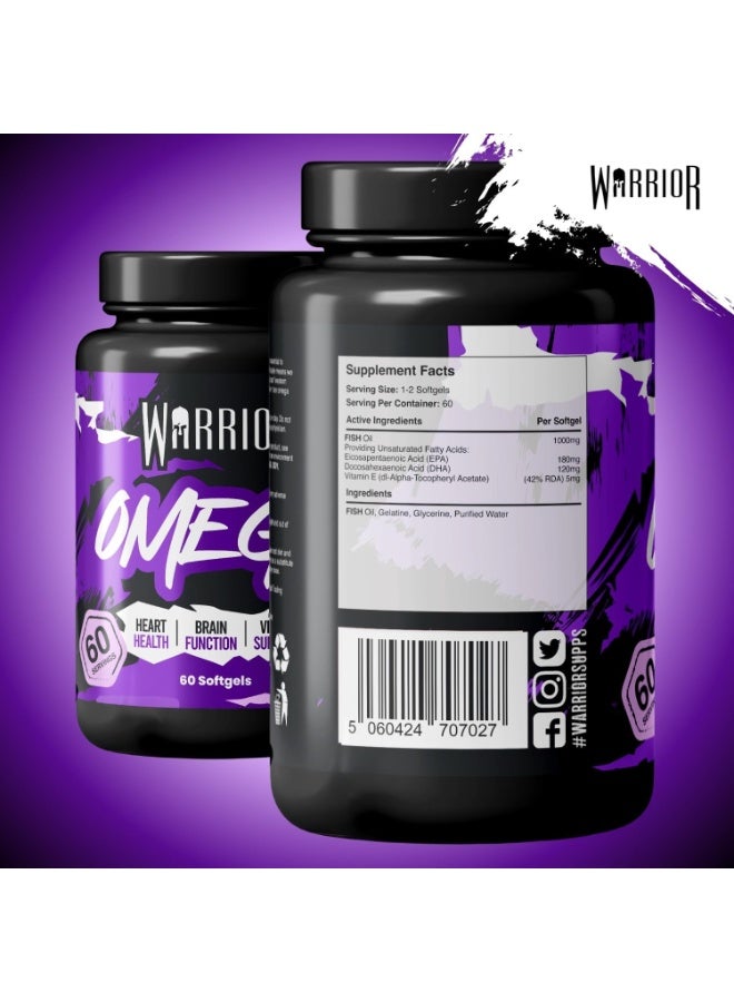 Warrior Omega 3 Essential Fatty Acids 1000mg - 60 Softgels - Image 3