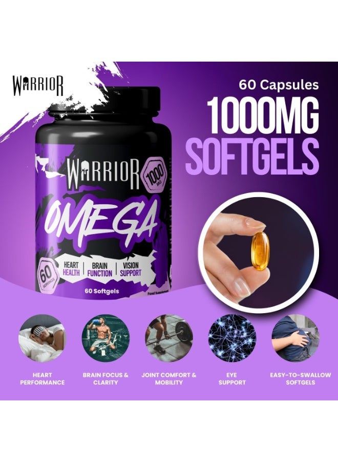 Warrior Omega 3 Essential Fatty Acids 1000mg - 60 Softgels - Image 5