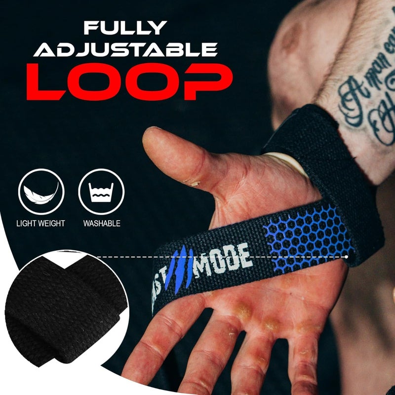BEAST RAGE Weight Lifting Straps Fitness Padded Cotton Wrist Support Gel Advanced Grips Dumbbell Bar Wraps Heavy Duty Gym Bodybuilding Straps Power Deadlift Barbells Non Slip Exercise - Image 4
