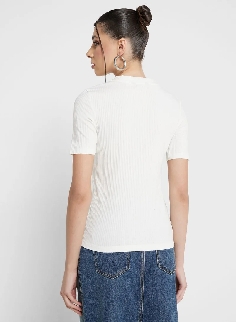 Ginger Ribbed Turtle Neck T-shirt