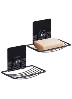 HomarKet Suction Soap Saver Dispensers,2pcs Strong Rustproof Stainless Steel Soap Rack,Self Adhesive Wall Mounted Soap Dish Holder Basket Vacuum Suction Cup Bar Soap Sponge Holder for Shower, Bathroom (Black)  - Image 1