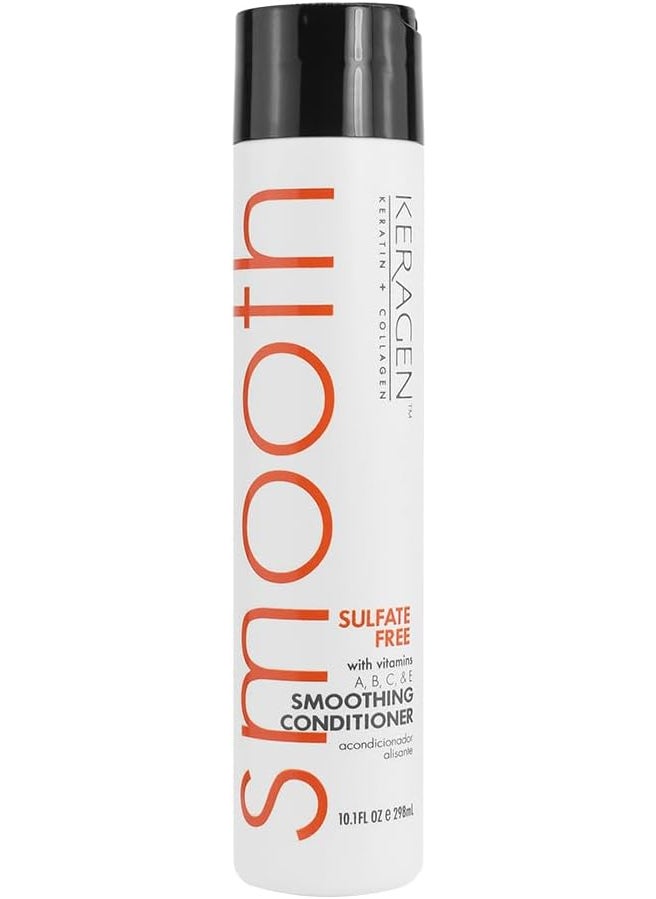 KERAGEN KERAGEN - Smoothing Conditioner with Keratin and Collagen for All Hair Types, Sulfate Free, 10 Oz - Moisturizes, Strengthens, Protects Color and Repair - Panthenol, Vitamins, and Jojoba Oil 