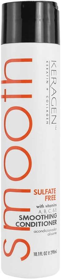 KERAGEN - Smoothing Conditioner with Keratin and Collagen for All Hair Types, Sulfate Free, 10 Oz - Moisturizes, Strengthens, Protects Color and Repair - Panthenol, Vitamins, and Jojoba Oil