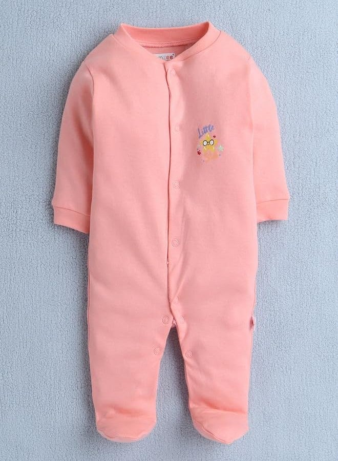 BUMZEE طقم بيجامات نوم بأكمام طويلة للبنات الصغيرات من بامزي، لون خوخي وأبيض، مكون من 3 قطع، مناسب لعمر 3-6 أشهر (Peb10053C-pch) - Image 4