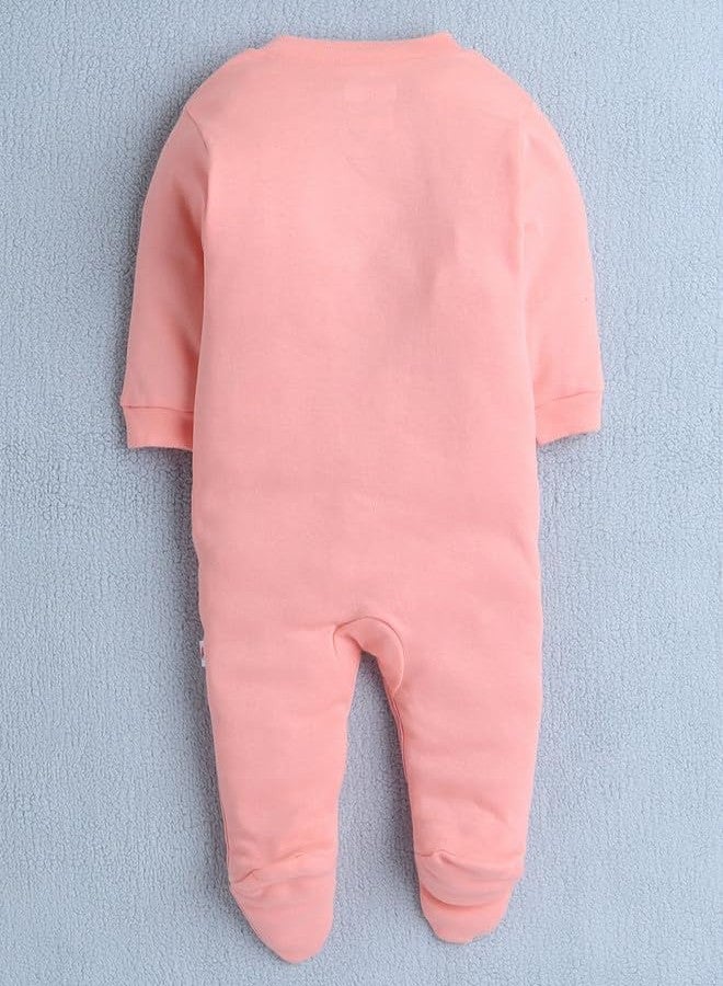 BUMZEE طقم بيجامات نوم بأكمام طويلة للبنات الصغيرات من بامزي، لون خوخي وأبيض، مكون من 3 قطع، مناسب لعمر 3-6 أشهر (Peb10053C-pch) - Image 5