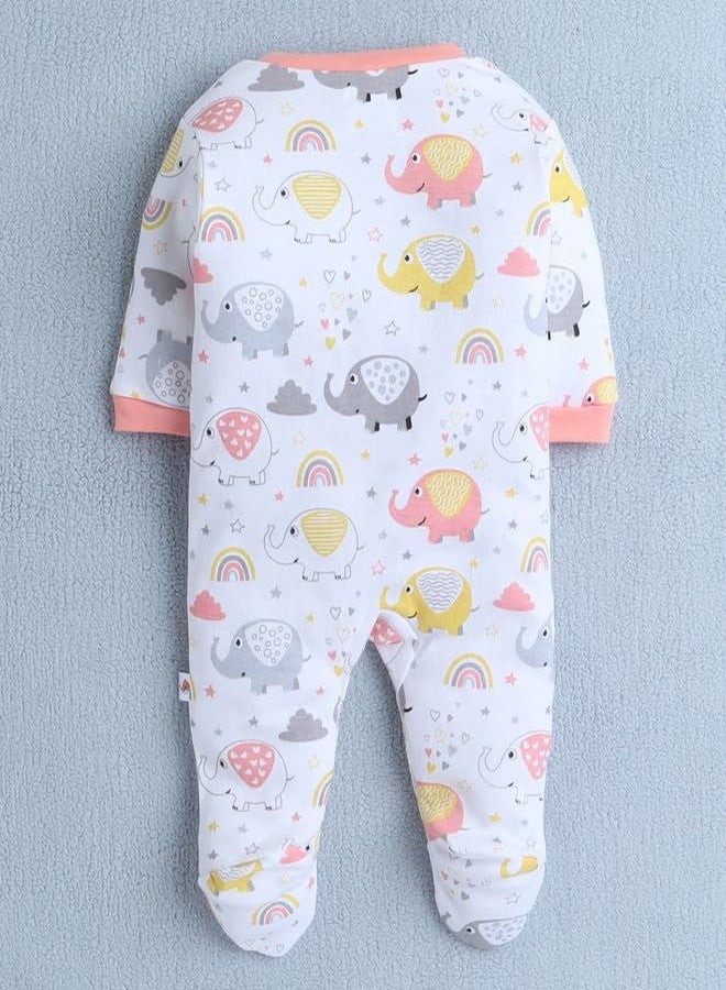 BUMZEE طقم بيجامات نوم بأكمام طويلة للبنات الصغيرات من بامزي، لون خوخي وأبيض، مكون من 3 قطع، مناسب لعمر 3-6 أشهر (Peb10053C-pch) - Image 3