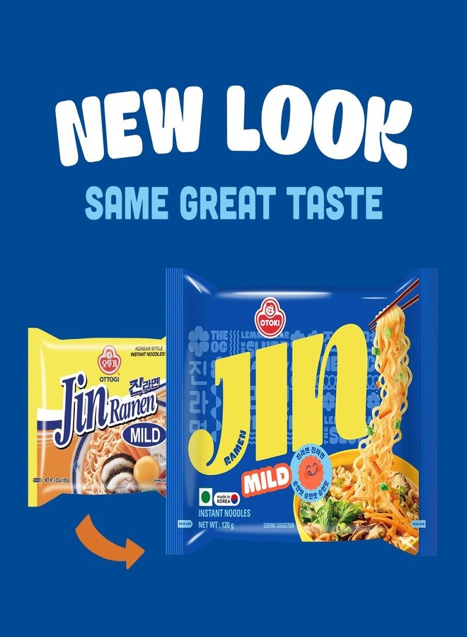 Ottogi Jin Ramen Korean Style Instant Noodles (Spicy & Mild Flavor) 120g each, Pack of 2 (240g) | Veg & Authentic Korean Ramen Noodle | The Product of Korea - Image 5