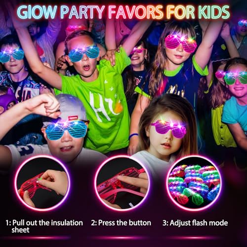 SHQDD 38PCS LED Glasses, Light Up Glasses, 5 Colors, 3 Light Modes, Glow in The Dark Party Supplies, Neon Party Favors for Birthday Gifts, Party Decorations, New Year, Carnival - Image 2