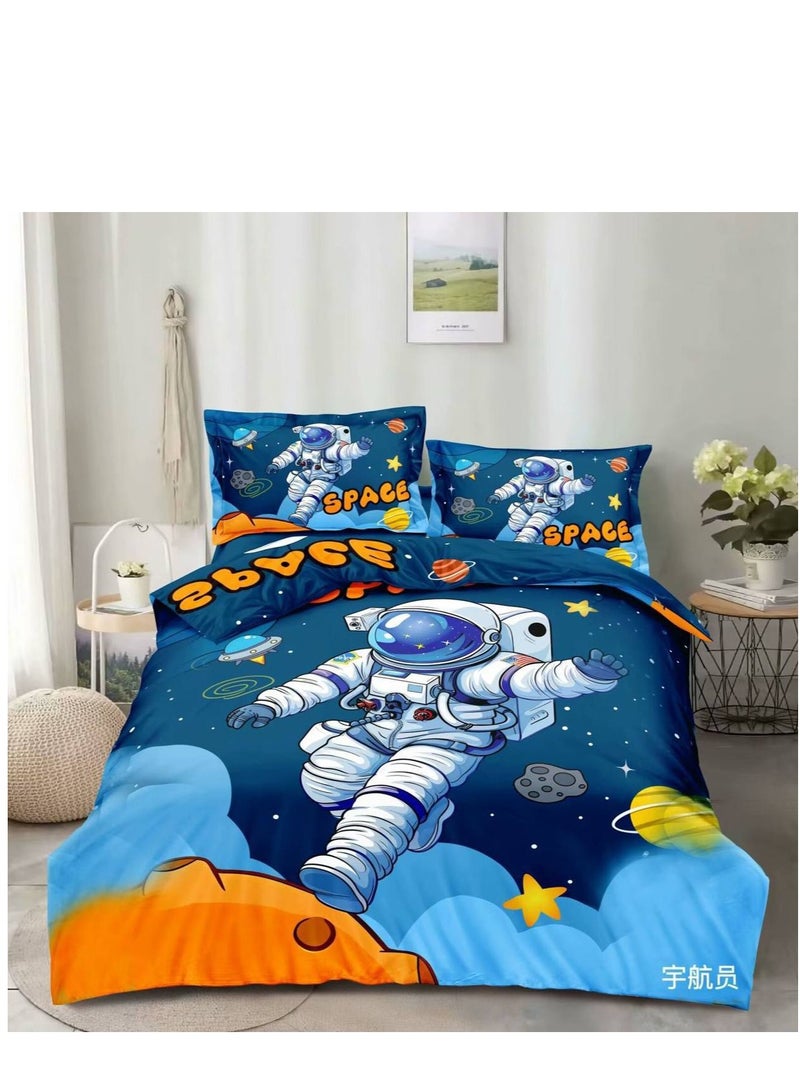 4PCS set Single Comforter Set for Kids – Lightweight, Machine-Washable Bedding with Cute Patterns 160x210cm
