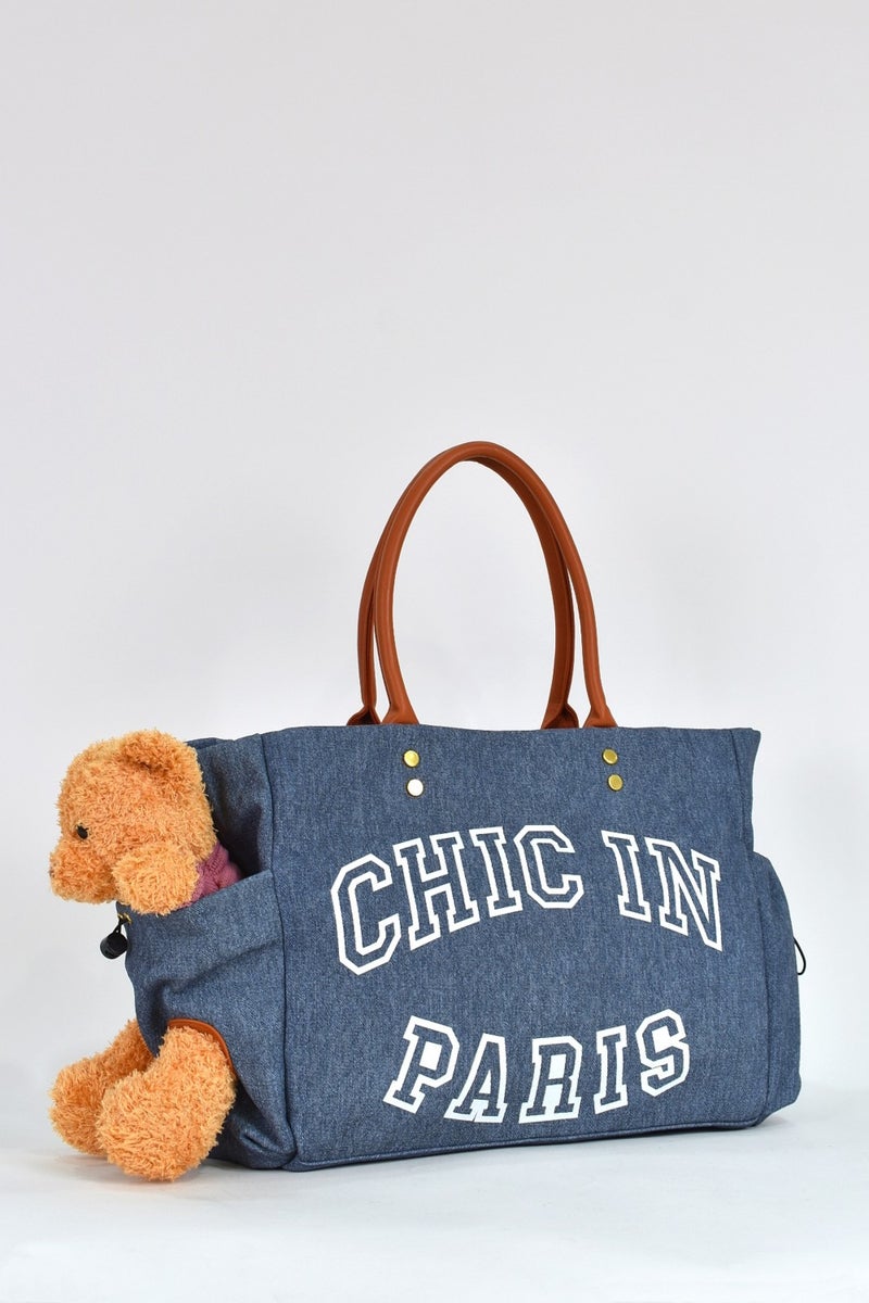 Elatae Teddy Bear Detailed Shoulder Bag Blue 17587  - Image 2