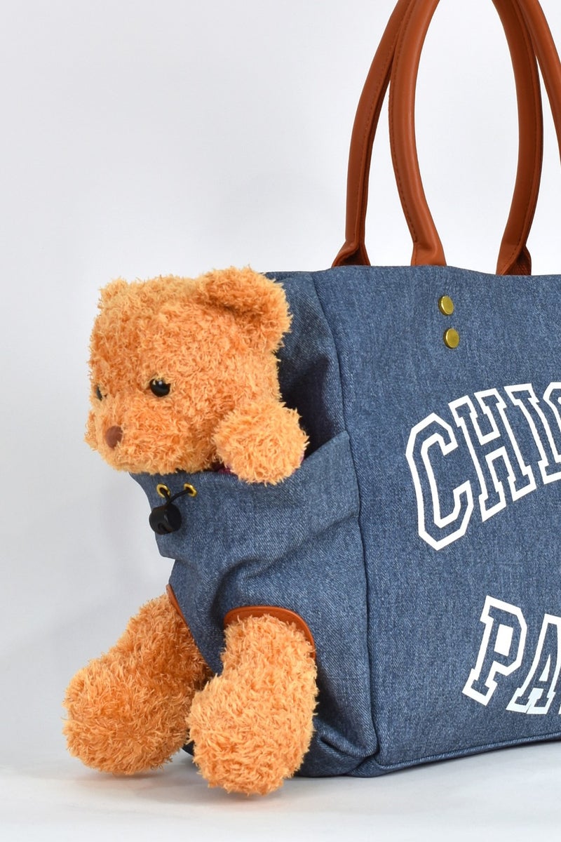 Elatae Teddy Bear Detailed Shoulder Bag Blue 17587  - Image 4