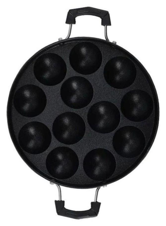 DELCASA 12-Pits Aluminum Appa Pathram Black 31x23x4.5cm - Image 1