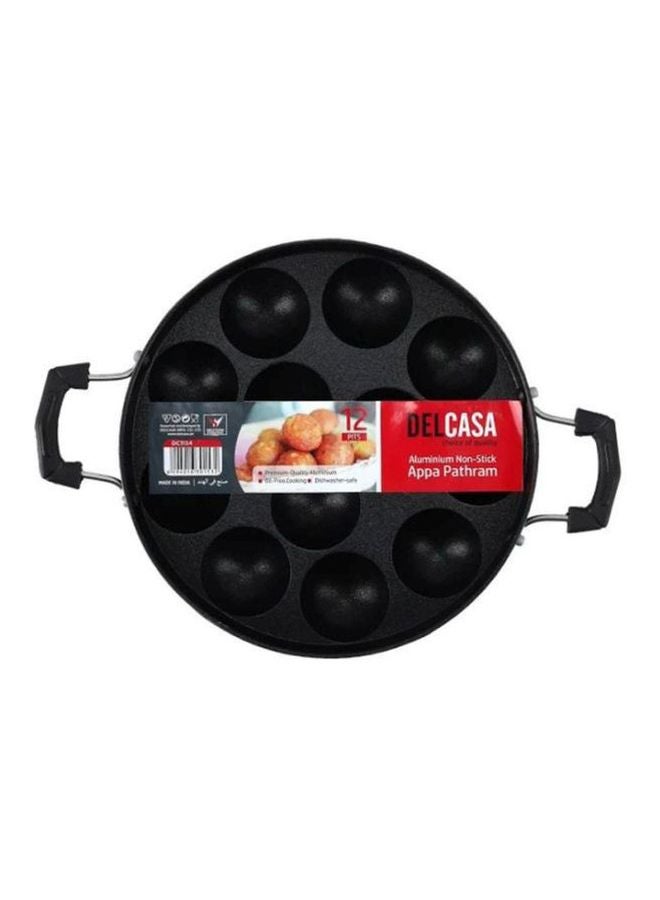 DELCASA 12-Pits Aluminum Appa Pathram Black 31x23x4.5cm - Image 2