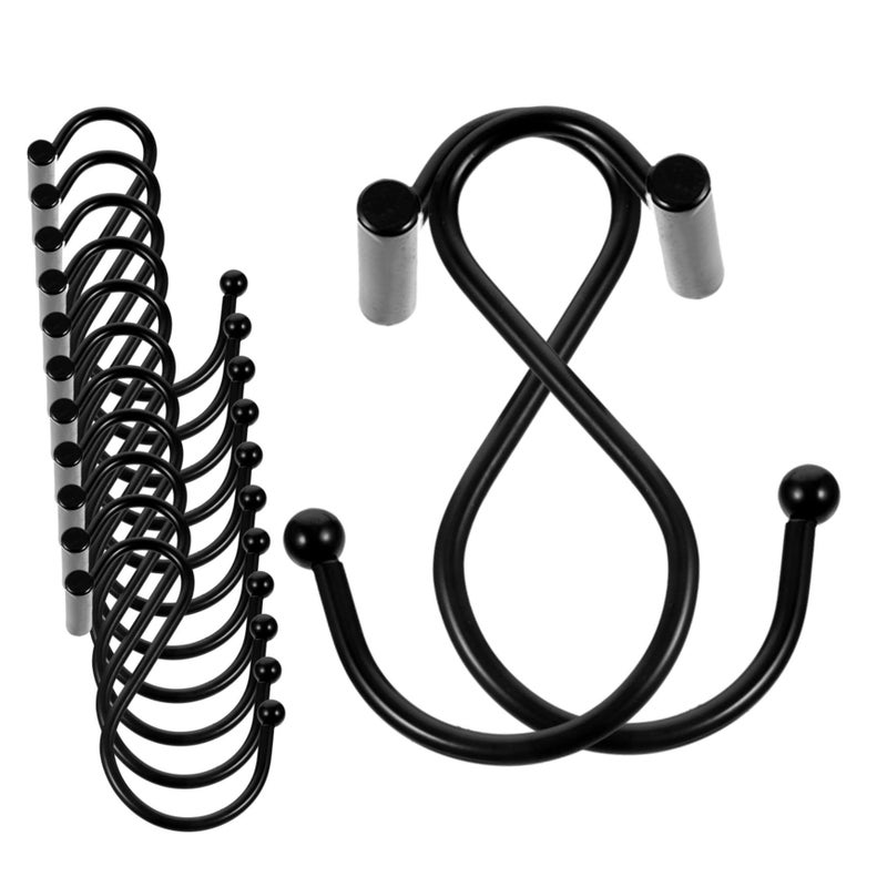 24 Pcs Iron Shaped Bathroom Shower Curtain Hooks Tieback Hangers For Drape Organization Easy Install Chrome - Image 2