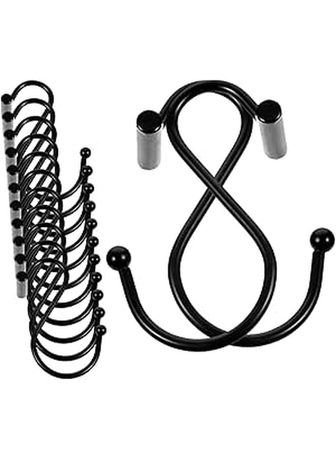 24 Pcs Iron Shaped Bathroom Shower Curtain Hooks Tieback Hangers For Drape Organization Easy Install Chrome - Image 1