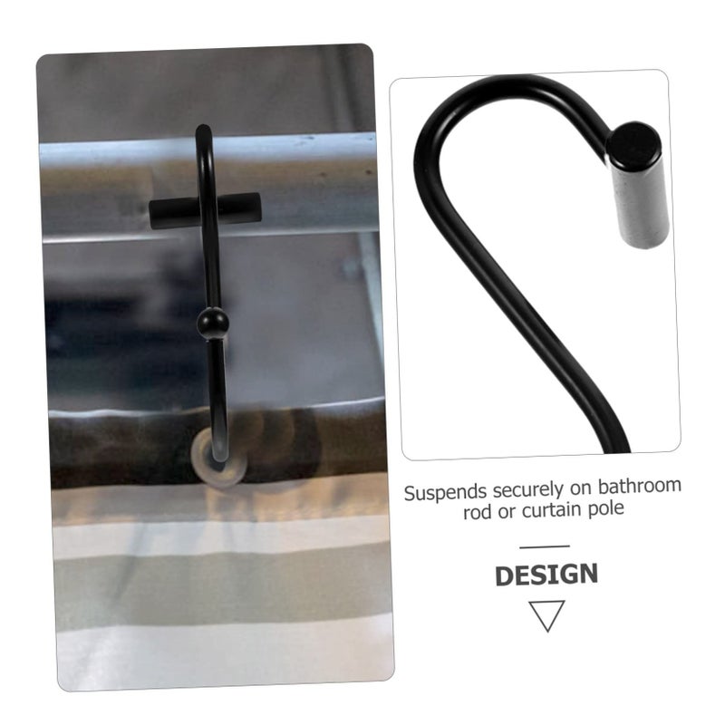 24 Pcs Iron Shaped Bathroom Shower Curtain Hooks Tieback Hangers For Drape Organization Easy Install Chrome - Image 5