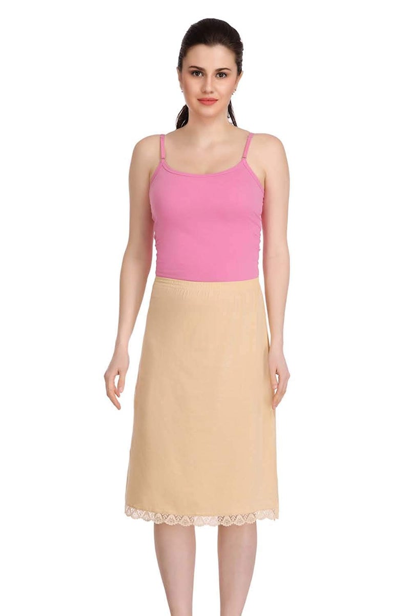 Splash Cotton Rich Regular Skirt Slip for Women - Knee Length - Black+Beige - 2XL - Image 5