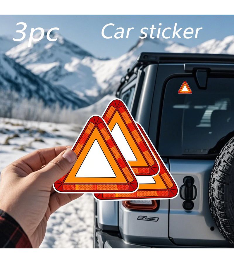 Set Of 3 Slow Moving Vehicle Reflective Safety Triangle Vinyl Decals For Cars Trucks Farm Equipment - Image 1