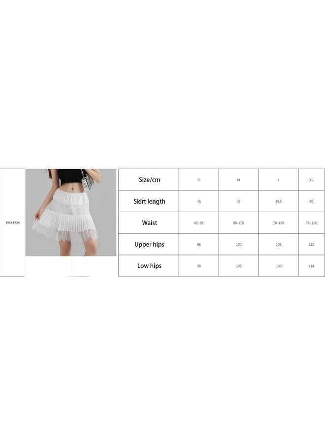 Nicoxijia Women's Y2k Lace Half Slip Skirt Low Rise Pleated Ruffle LaceTrim Mini Skirt Layered Flowy Short Skirts Underskirt, Black, Large - Image 5
