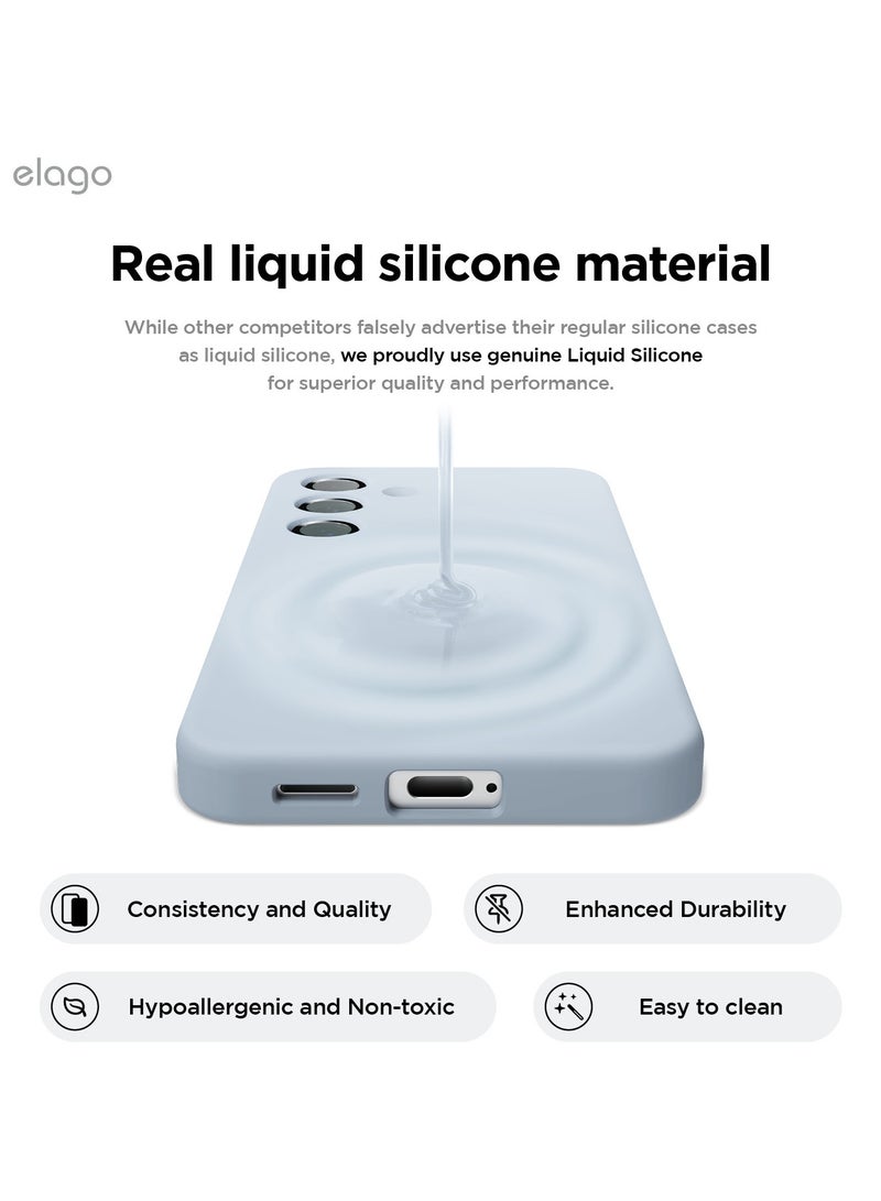 Elago Liquid Silicone for Samsung Galaxy S25 Case Cover Full Body Screen Camera Protective, Shockproof, Slim, Anti-Scratch Soft Microfiber Lining - Light Blue - Image 4