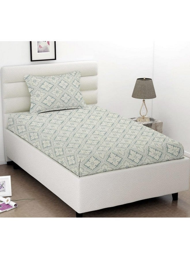 BSB HOME BSB HOME Premium Glace Cotton 180 TC Flat Single Bedsheets for Summer Breathable | Wrinklefree (Size-60 X 90 Inch) with 1 Pillow Covers (Size-17 X 27 Inches, Traditional, White & Grey)  - Image 2