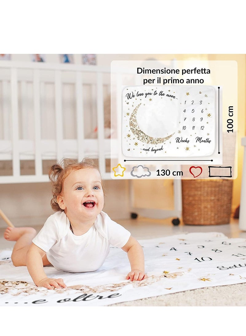 RATSAW Baby Milestone Blanket Soft Thick Age Mat Monthly Blanket for Baby Pictures Personalised Baby Shower Present for New Mums - Image 2
