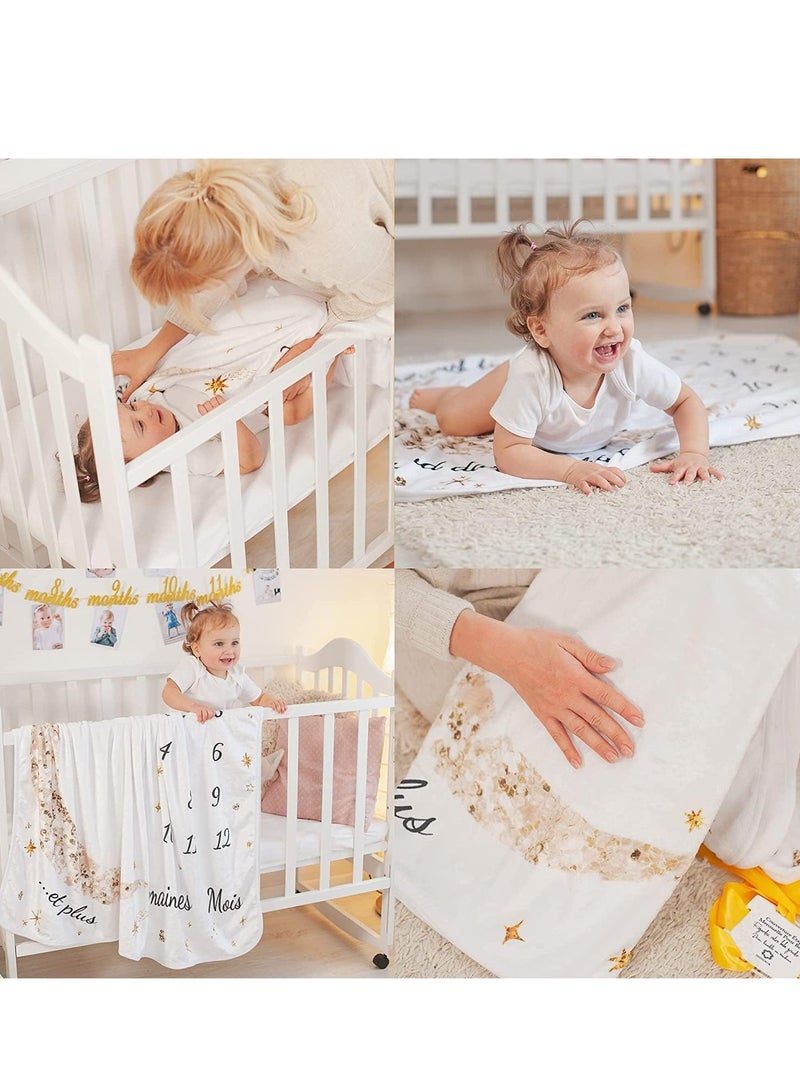 RATSAW Baby Milestone Blanket Soft Thick Age Mat Monthly Blanket for Baby Pictures Personalised Baby Shower Present for New Mums - Image 4