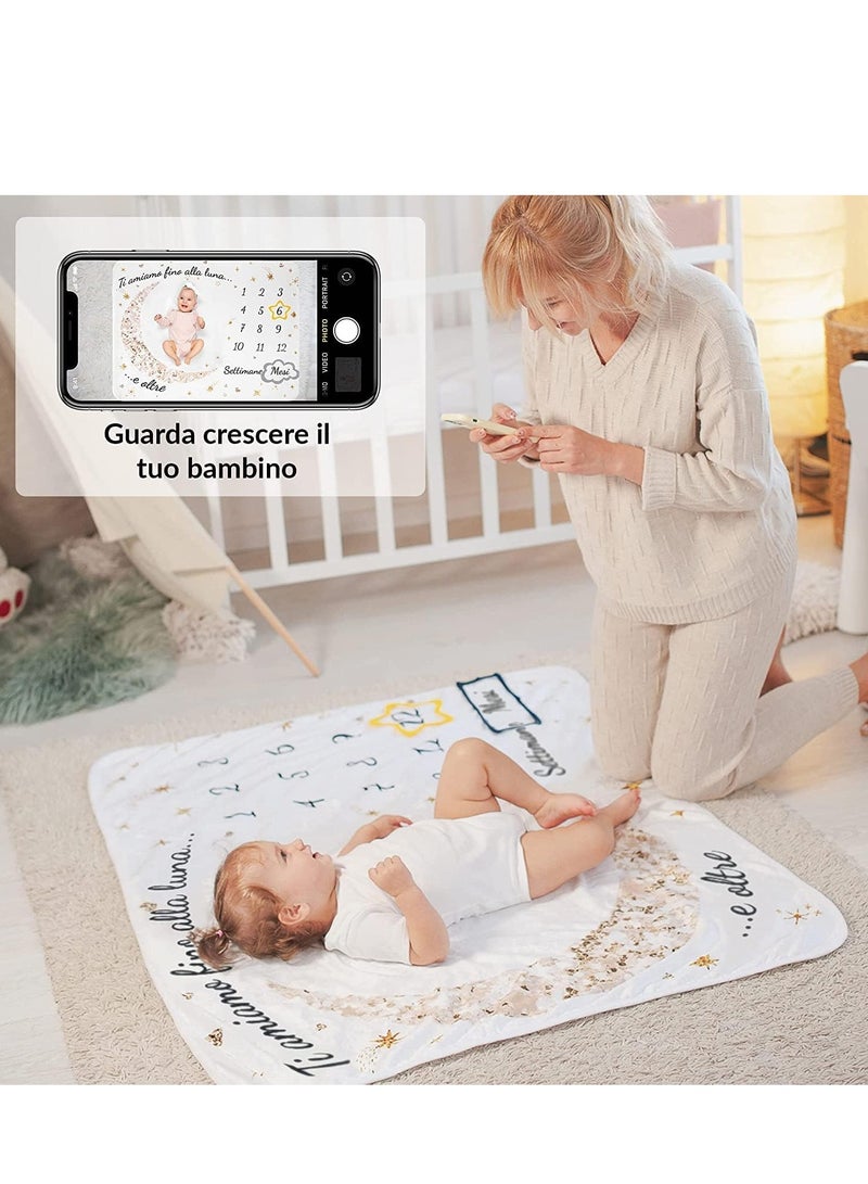 RATSAW Baby Milestone Blanket Soft Thick Age Mat Monthly Blanket for Baby Pictures Personalised Baby Shower Present for New Mums - Image 3