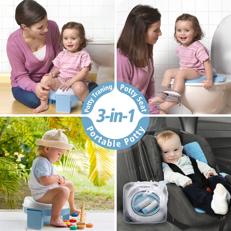 MCGMITT Potty Training Toilet Seat for Toddlers Boys Girls, Portable Baby Toilet Folding Kids Potty Chair Cover with Splash Guard for Travel, Including 3 Non-Slip Feet and Storage Bag (Blue) - Image 5