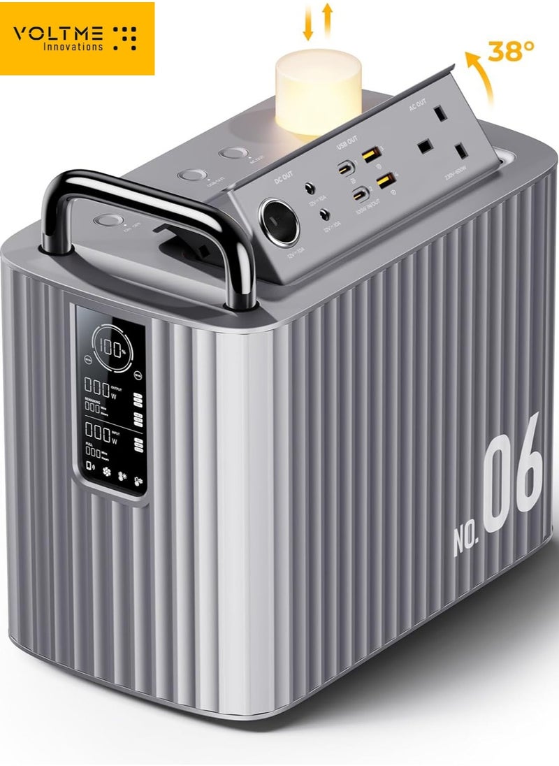 VOLTME Portable Power Station 600W (1200W Surge), 577.2Wh/156000mAh LiFePO4 Battery Backup Generator, Fast Charging Solar Generator (Panel Not Included) with LED Light, Ideal for Home Use, Outdoor Camping, RVs, Travel, Hunting, Emergency Power, and Power Outages  - Image 1