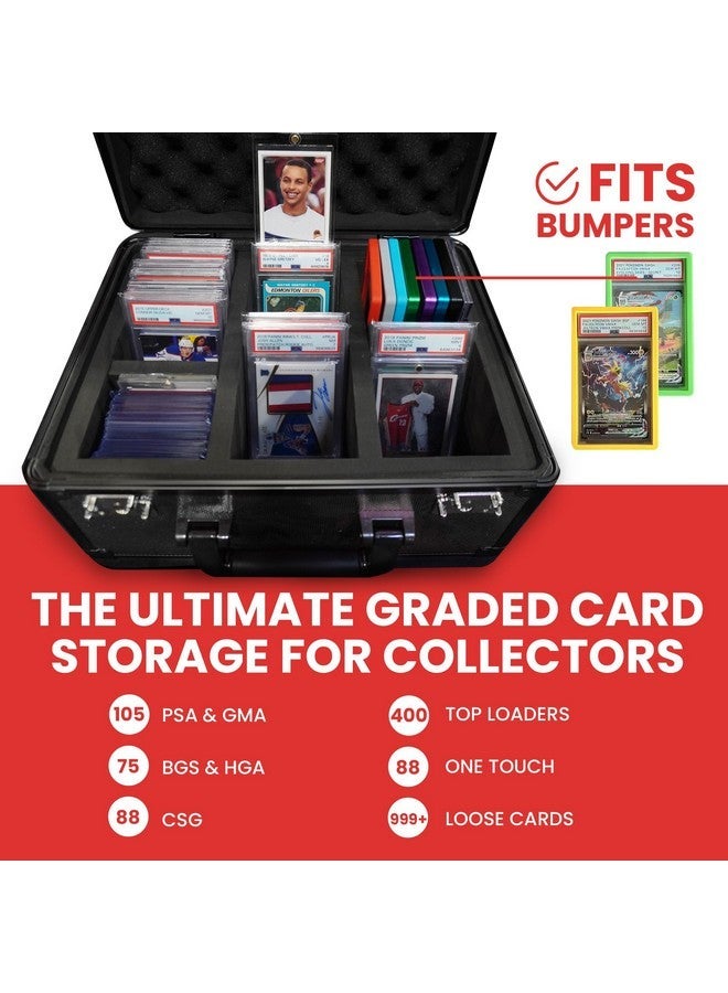 EVORETRO Premium Graded Card Storage Box - Impact Resistant Graded Card Case with TSA Lock & GPS Compartment, Holds 90 PSA/BGS Cards, Toploader Cards, Sports, Trading Card Storage Box for Collectors & Travel - Image 2